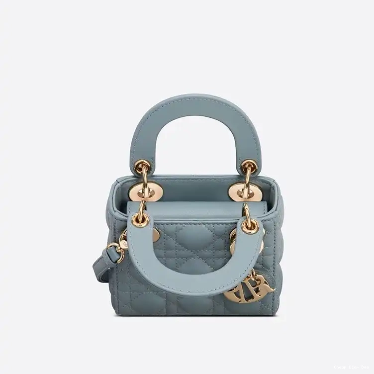 Dior Factory Outlet Micro Sky Dior Lady Bag Cannage Lambskin Blue 0506